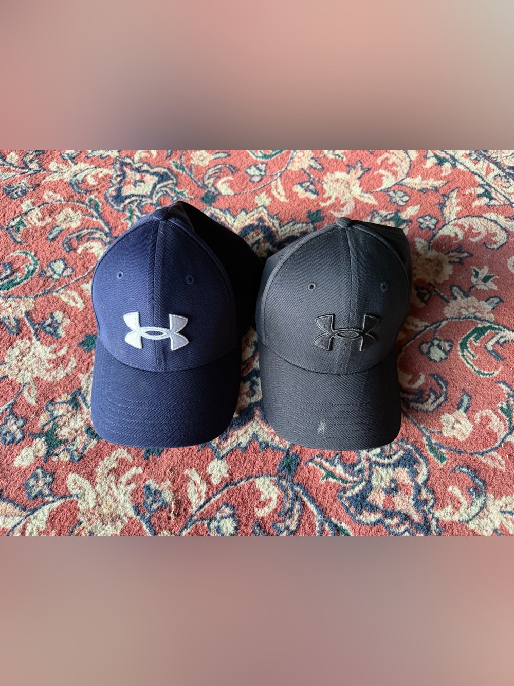 2 Under Armour Black and Navy Athletic Baseball Caps